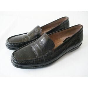 HUSH PUPPIES WAVEREFLEX BLACK PATENT GENUINE LEATHER LOAFER SHOE US 7M EUR 38